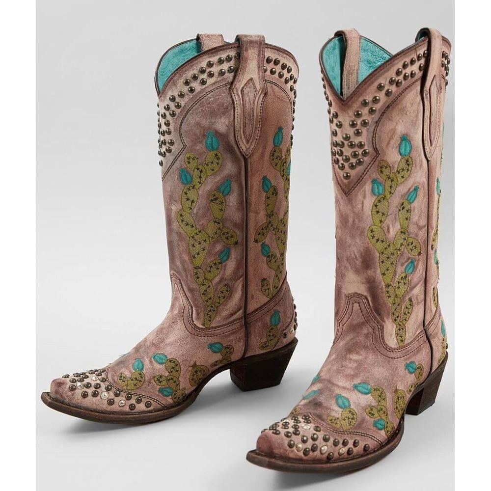 Corral‎ Cactus Embroidered Studded Western Cowboy Boots Snip Toe C3464 7M